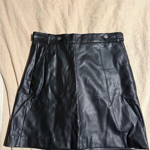 LOFT Black Faux Leather Mini Skirt